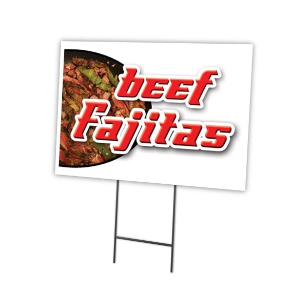 Beef Fajitas Yard Sign & Stake outdoor plastic coroplast window, C-1216-DS-Beef Fajitas